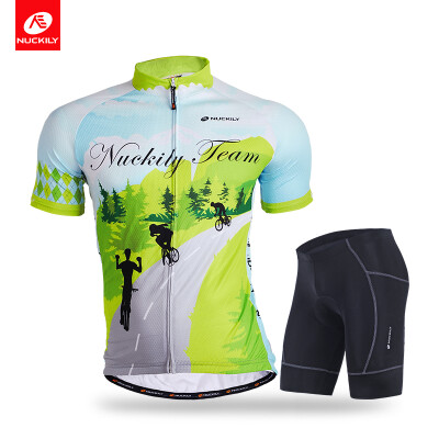 

NUCKILY Men's summer short sleeve cycling jersey and short suit with professional design