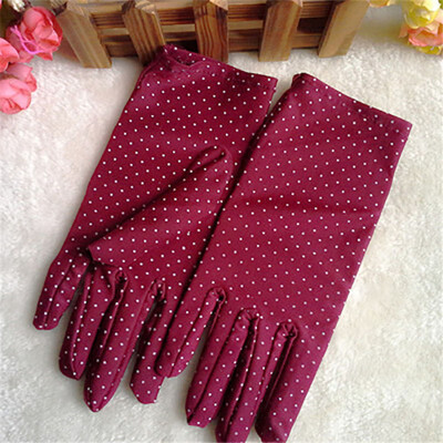 

Spring and summer ladies sunscreen gloves short thin sets of driving gloves dots ritual gloves high elastic black spandex gloves