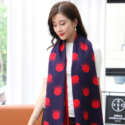 

STORY Of SHANGHAI Ladies&39 cashmere scarf autumn&winter warm shawl smile blue