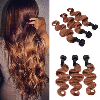 

8A Brazilian virgin human hair 3 bundles Body wave hair extensions Ombre T1B30 Hair color free shipping