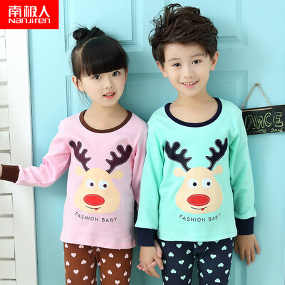 

Antarctic Nanjiren children&39s underwear boys&girls base base autumn clothes pants pajamas cotton wool suit cute animals 110