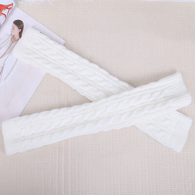 

Winter female exposed fingers gloves half finger long gloves knitted wool cuffs riding arm sets