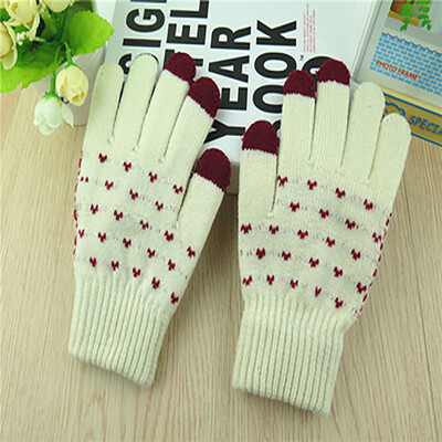 

Autumn winter new warm touch screen gloves thicken brushed knitted wool student gloves