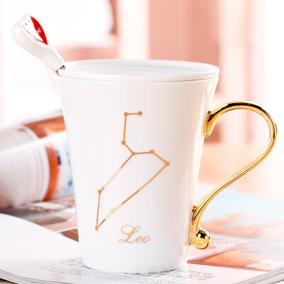 

[Jingdong Supermarket] porcelain soul Korean ceramic couple cups coffee cups with a spoon mug set suit twelve constellations Capricorn