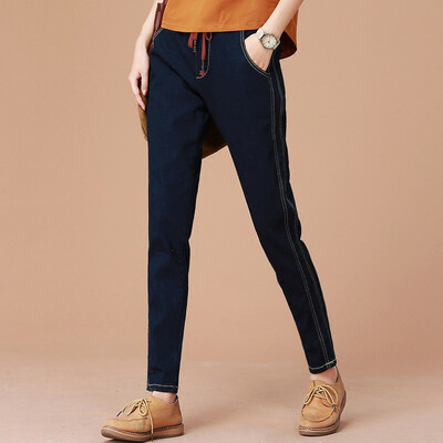

City plus CITYPLUS 2017 autumn&winter new women&39s literature elastic waist harem pants loose wild cowboy trousers CWKN179263 dark blue XL