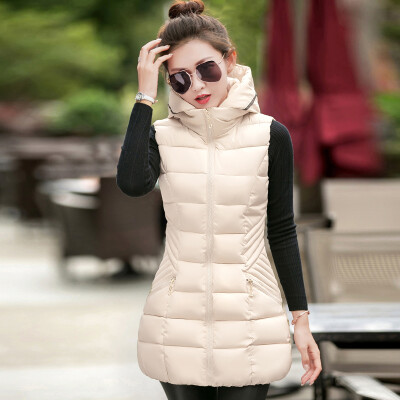 

Cotton vest female autumn and winter new 2017 Korean version of the long section of fashion Slim was thin large size feather cotto