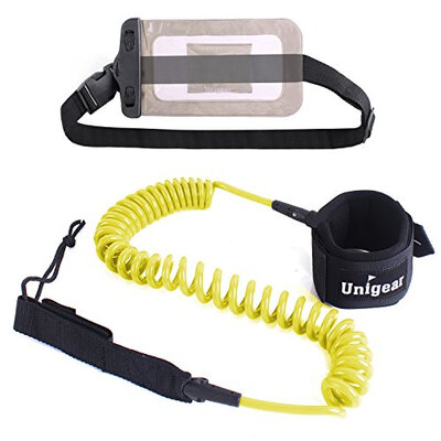 

Premium 10 SUP Leash Coiled Paddle Board Leash 11 Colors with Waterproof Wallet for Standup Paddle&Surfboard Surfing