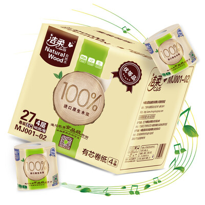 

C &  rolls of natural wood smooth thick 4 layers of 140g toilet paper 27 volumes FCL sales of low-white paper towels