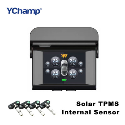 

YChamp TPMS 2.4-дюймовый TFT-дисплей внутреннего беспроводного автомобильного монитора давления в шинах Зарядка солнечной энергии