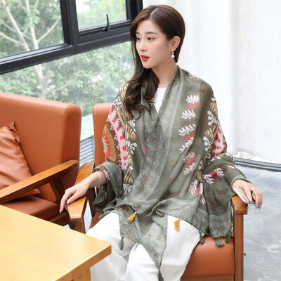 

Yimihuasha scarf women spring&summer sunscreen air conditioning shawl autumn&winter warm scarf scarf dual-use bird blue