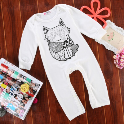 

Baby Girls Boy Long Sleeve Fox Romper Bodysuit Jumpersuit Outfits Clothing 0-24M