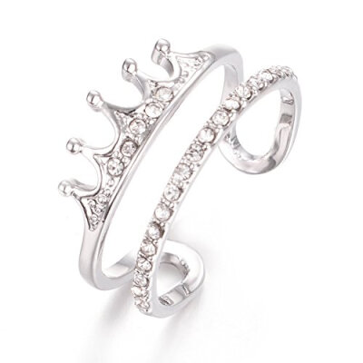

Yoursfs princess crown ring Adjustable Size Open Wedding Band Rings for Women