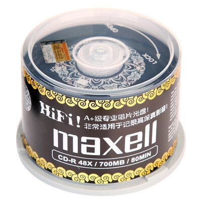 

Maxell (Maxell) CD-R 48 тайваньский скорость 700M бочка 50 сине-жильные черный виниловые диски SIM