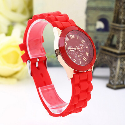 

Unisex Silicone Crystal Lady Jelly Gel Quartz Analog Sports Wristwatch