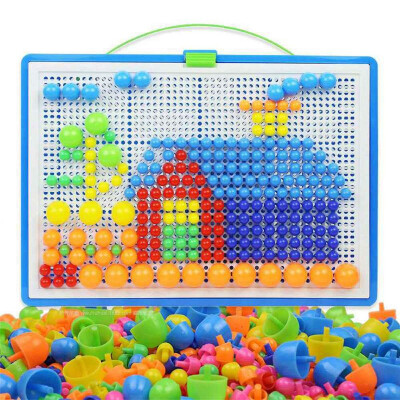 

296pcs Mosaic Picture Puzzle Toy Children Composite Intellectual Educational Mushroom Nail Kit Toys