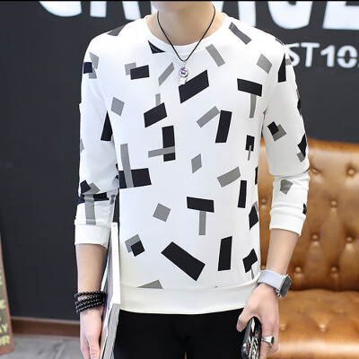 

2017 autumn new men's sweater youth Slim trend printing shirt casual men's sweater