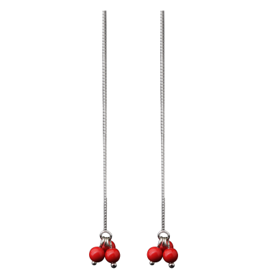 

Luo Linglong s925 sterling coral ear-rings silver earring women fashion earring jewelry