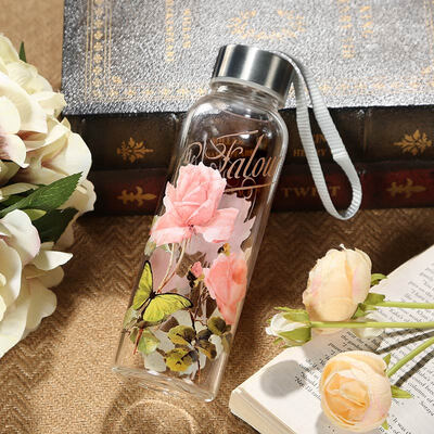 

A Ting Handprinting Glass Water Bottle Milk Bottle 12 oz