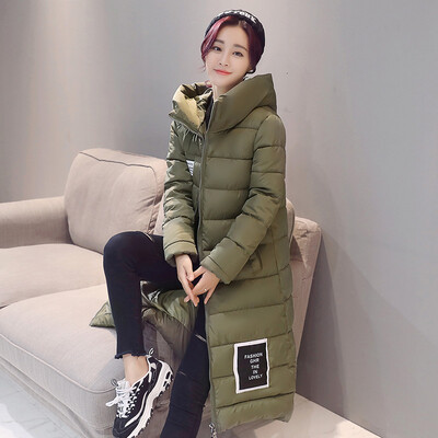 

Winter cotton clothes Ladies long coat Coat Women 's Cotton Academy Cotton jacket over knee Korean version of the shirt