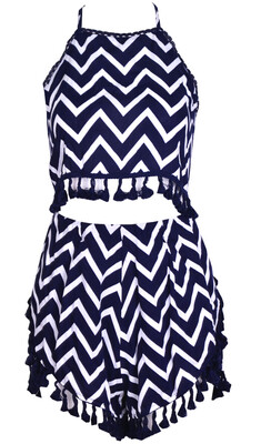 

Lovaru ™2015 fashion leisure jumpsuits suits Sleeveless stripe tassel Shorts design The fashion leisure beach style