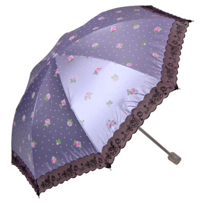 

【Jingdong Supermarket】 Paradise umbrella according to the water Hibiscus black polyester color silk screen lace embroidery twist sunny umbrella umbrella blue 2360E