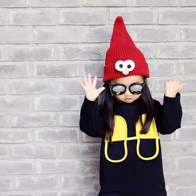 

Children hat eyes Sesame Street Knit Hat Men and girls spire cartoon bird wool hat autumn and winter hat