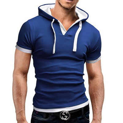 

MenS T Shirt 2017 Summer Fashion Hooded Sling Short-Sleeved Tees Male T-Shirt Slim Male Tops 5XL