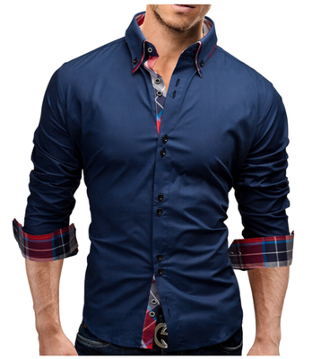 

Brand 2017 Fashion Male Shirt Long-Sleeves Tops Double collar business shirt Mens Dress Shirts Slim Men Shirt 3XL