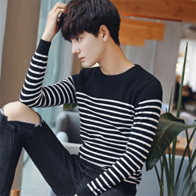 

Spring and autumn thin men's sweater Korean Slim long-sleeved sweater fashion casual men's striped sweater