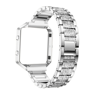 

ECSEM Crystal Stainless Steel Watch Straps with Metal Frame For Fitbit Blaze Bands Adjustable Replacement Bling Bracelet