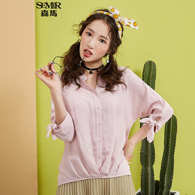 

Semir Long Sleeve Shirt Female 2017 Fall Shirt Kiss Meat Han Fan Student V Collar 17316050024 Ice Blue