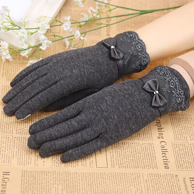 

Warm ladies gloves lovely spring autumn cotton gloves plus velvet thick riding hooded fashion winter touch screen gloves