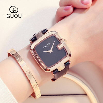 

GUOU Brand Simple Fashion Women Watches Ladies Casual Leather Quartz Watch Female Clock