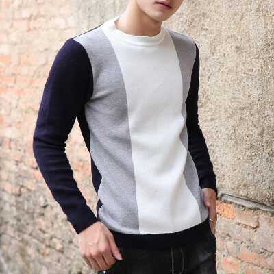 

Bright color fashion fall/winter knit new men's striped sweater young slim as a gift for men