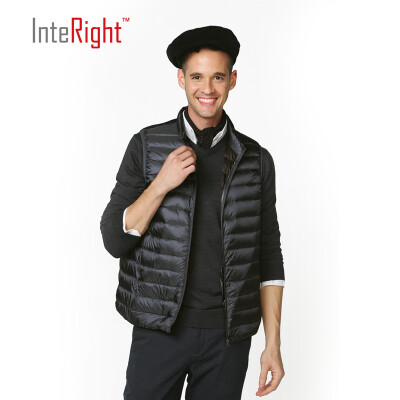 

INTERIGHT 90 white duck down men collar ultra-light portable feather vest gray blue XXL code