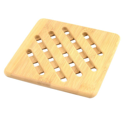 

Bamboo Kitchen Square Bowl Dish Cup Holder Insulated Heat Resistant Mat Pad 6 x 6 Inch Wood Color