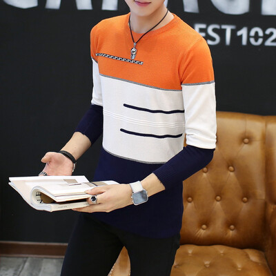 

2017 autumn and winter youth men's casual sweater round neck long-sleeved men's fashion sweater as gift for men