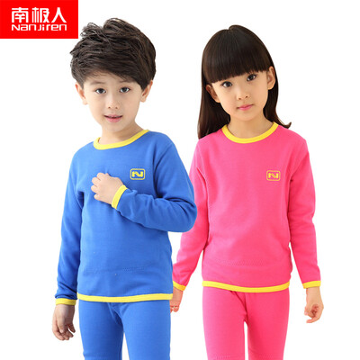 

Antarctic Nanjiren children&39s underwear boys&girls gold cashmere warm warm warm underwear knee knot plus thickening Qiu Qiuqiu pants suit treasure blue 120