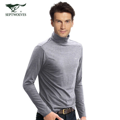 

Seven wolves autumn clothing mens cotton high collar fashion Korean mens autumn&winter thermal underwear youth repair shirt single piece 98974 dark gray XL