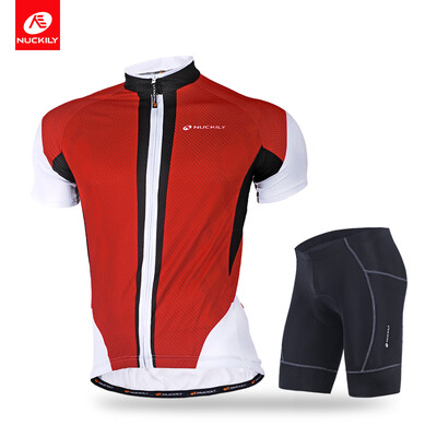 

NUCKILY Mens summer bicycle apperal long distance ride gel pad shorts&polyeater jersey set