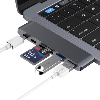 

BIAZE типа с расширением дока USB концентратор HUB разветвитель TF / SD кард-ридер подходит для нового Apple MacBook Pro13 дюймов / 15 дюймов глубокого космоса посвященного R9- серого