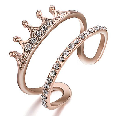 

Yoursfs princess crown ring Adjustable Size Open Wedding Band Rings for Women