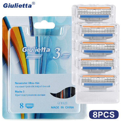 

Giulietta Razor Blade 8 pcs / Lot High Quality Shaving Razor For Men Stainless Steel Material 3 Layer Blades GF1523