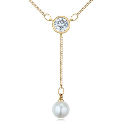 

Classic Permanent Hearts and Arrows CZ Pendant Necklace For Women Cubic Zirconia Imitation Pearl Fashion Jewelry .*25768
