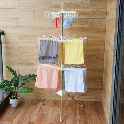 

Ou Runzhe stainless steel balcony can be rotated baby hanger three-layer large capacity drying rack diaper towel drying rack