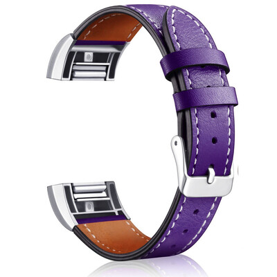 

ECSEM Genuine Leather Watch Bands for Fitbit Charge 2 Fitness Wristband 12 Colors Replacement Strap with Metal Buckle