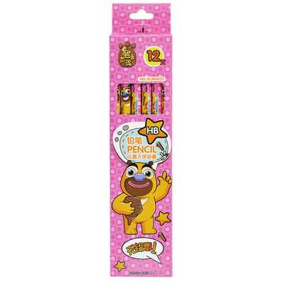 

Sanmu SUNWOOD Bear Infested Cartoon HB Sketch Drawing Pencil Pink Hexagon Rod 12 Pack XCM0027 Student Stationery