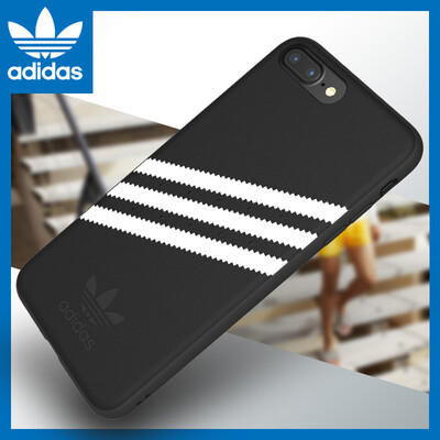 

adidas (Apple Adidas) Apple 7P \ 8Plus phone shell tide brand three bars classic tide male TPU all-inclusive drop-resistant soft shell female protective sleeve black and white