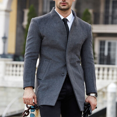 

2017 fashion autumn and winter new men's wool coat in the long section of self-cultivation coat woolen jacket