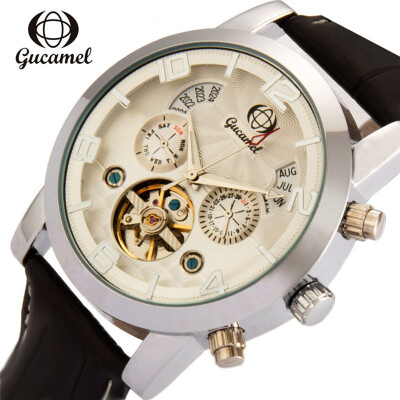 

Men's Watches Luxury Automatic Mechanical Watch Tourbillon Stainless Steel Case Leather Strap Calendar Watch